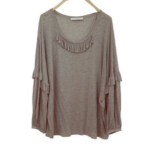 Stella McCartney Grey Lightweight Ruffle Long Sleeve Top - IT 42 / US 6